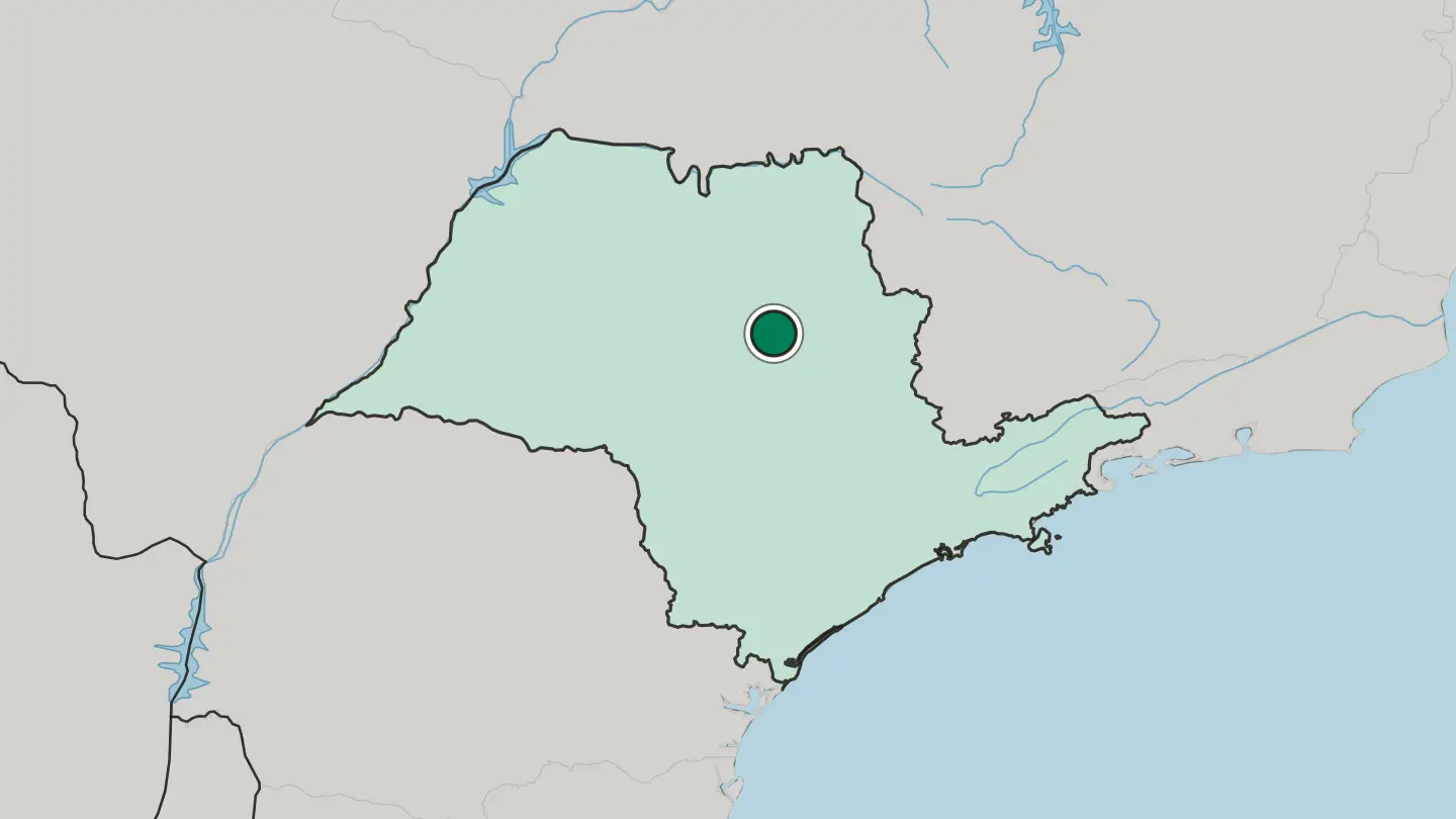 Map of Araraquara in Brazil