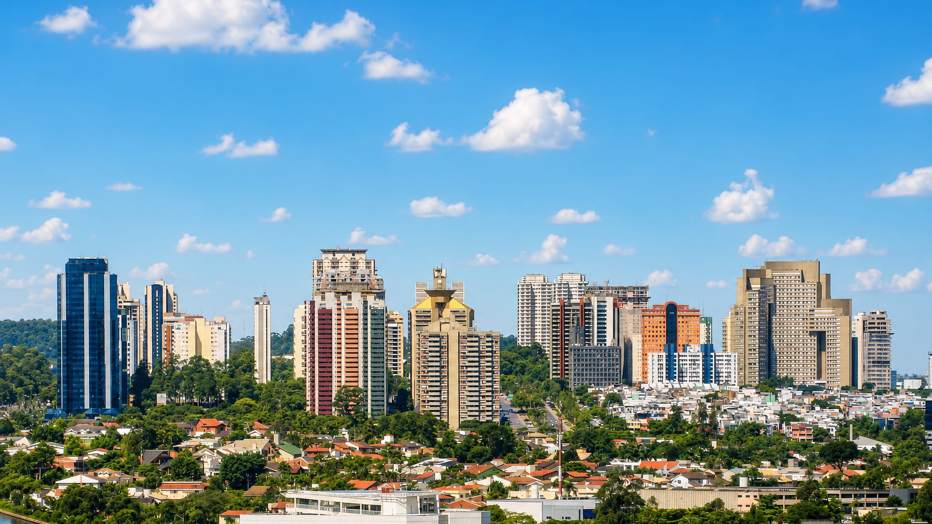 Residential towers of Alphaville rising above leafy low-rise streets in Barueri, greater São Paulo
