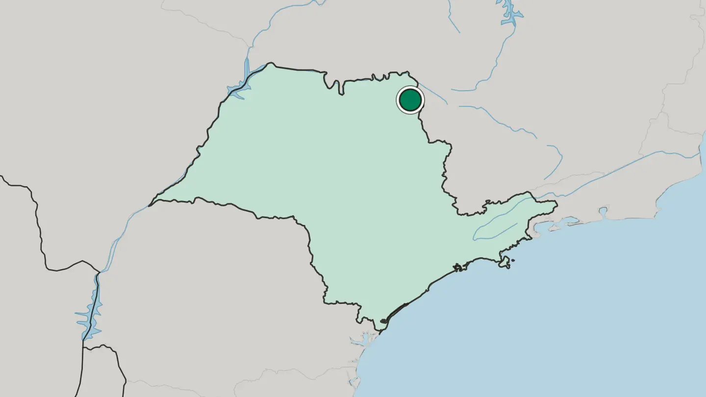 Map of Franca in Brazil