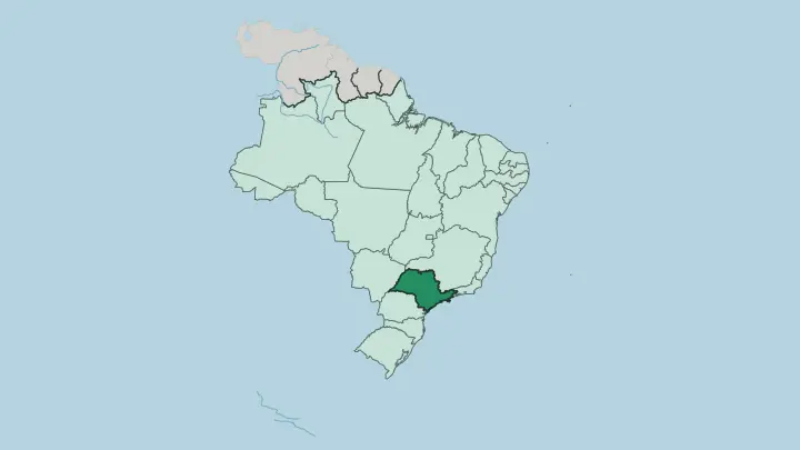 Map of São Paulo in Brazil