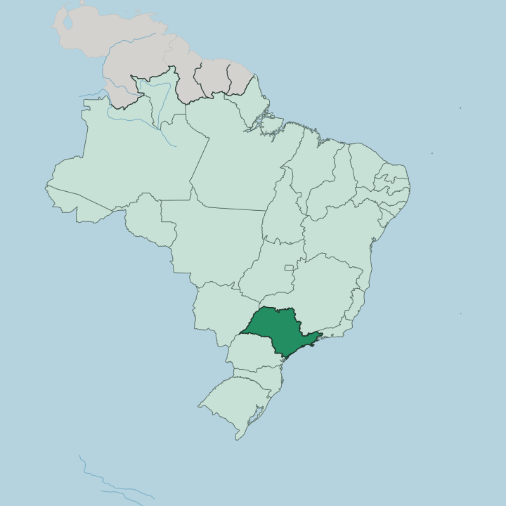 Map showing São Paulo — In Brazil