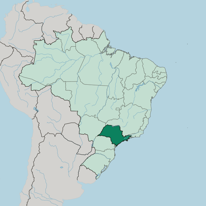 Map showing São Paulo — In Brazil