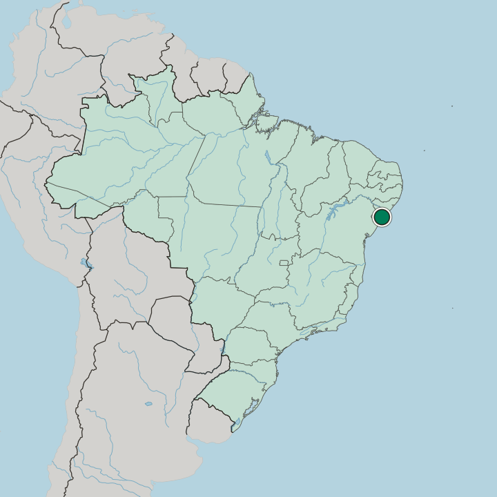 Map showing Aracaju — In Brazil