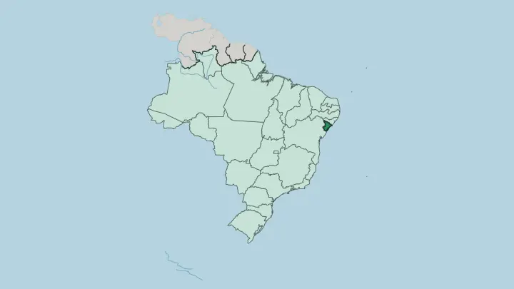 Map of Sergipe in Brazil