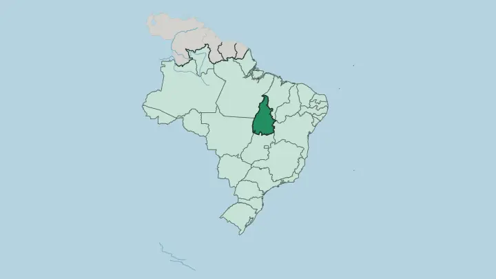 Map of Tocantins in Brazil