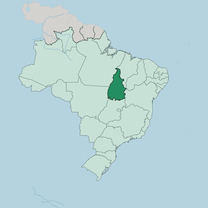 Map showing Tocantins — In Brazil