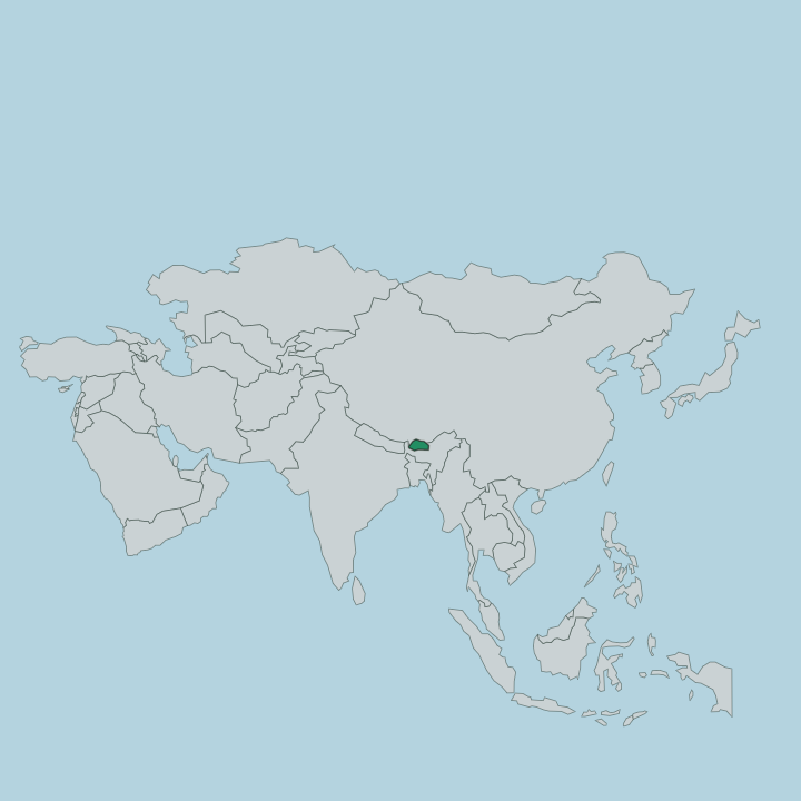 Map showing Bhutan — In Asia