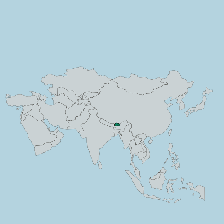 Map showing Bhutan — In Asia