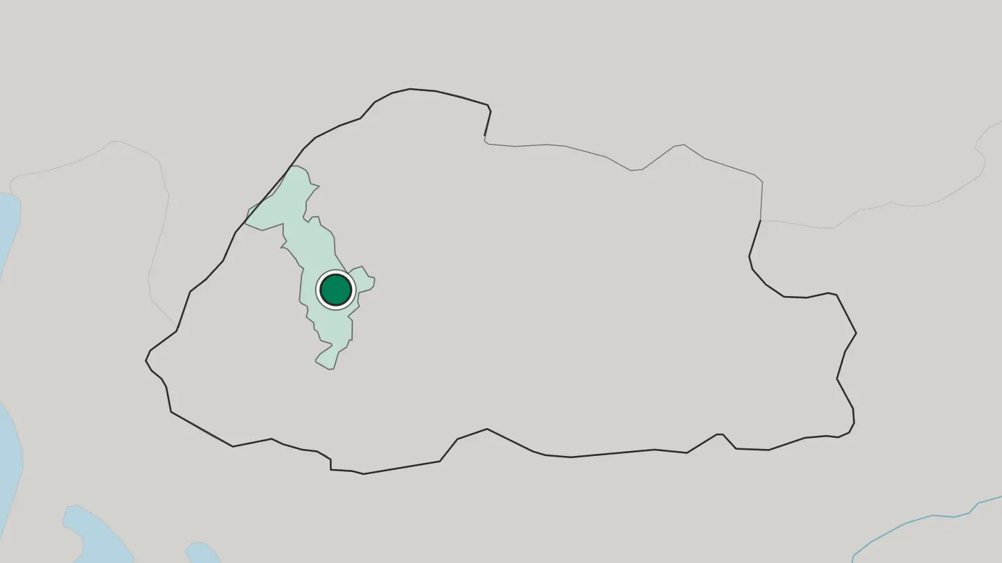 Map of Thimphu in Bhutan