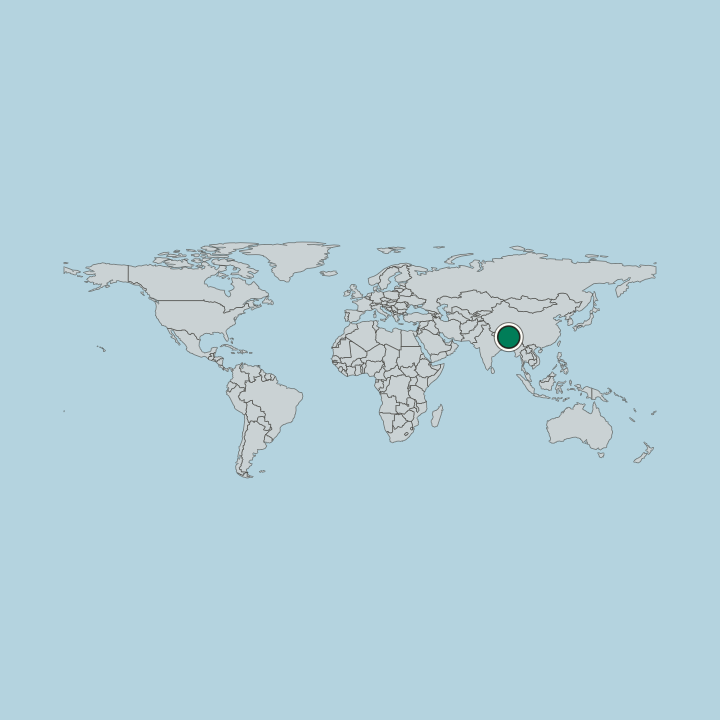 Map showing Bhutan — Worldwide