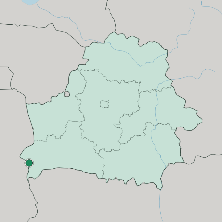 Map showing Brest — In Belarus