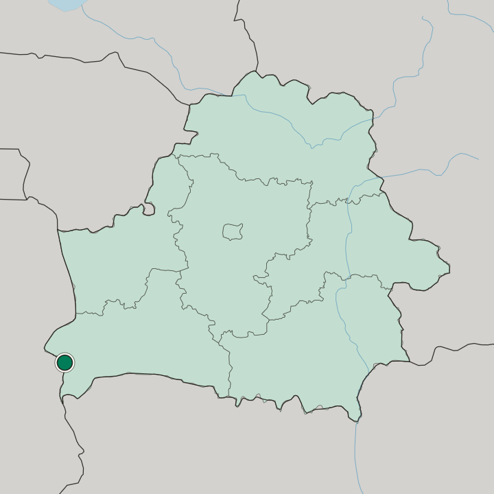 Map showing Brest — In Belarus