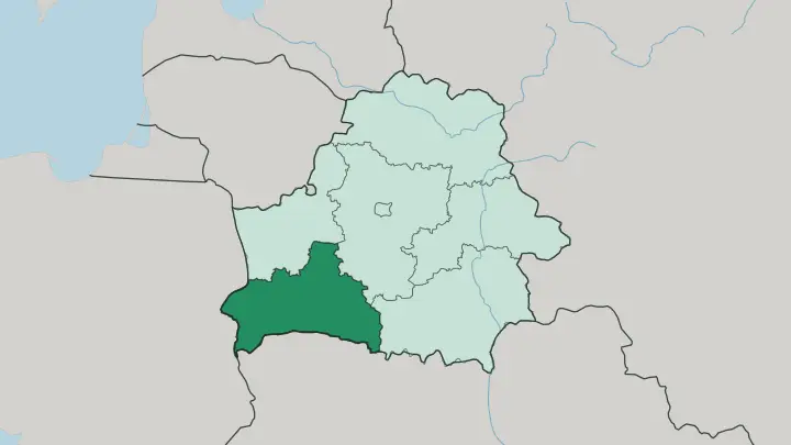 Map of Brest Oblast in Belarus