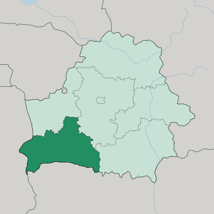 Map showing Brest Oblast — In Belarus