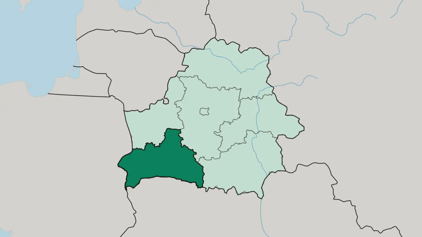 Map of Brest Oblast in Belarus
