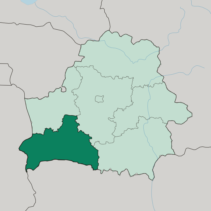 Map showing Brest Oblast — In Belarus