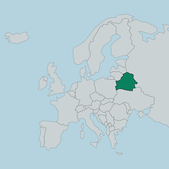Map showing Belarus — In Europe