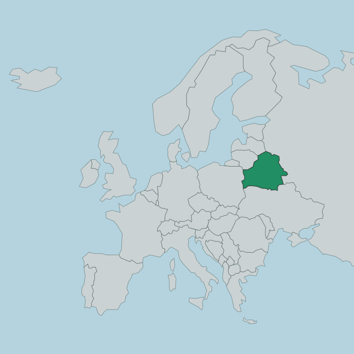 Map showing Belarus — In Europe