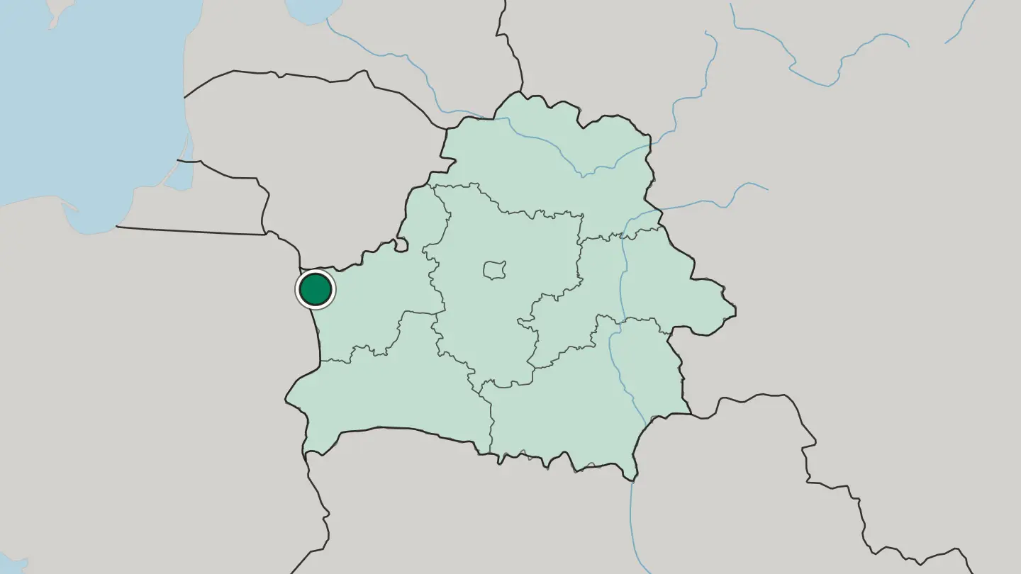 Map of Hrodna in Belarus