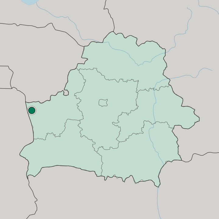 Map showing Hrodna — In Belarus