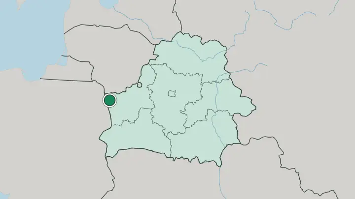 Map of Hrodna in Belarus
