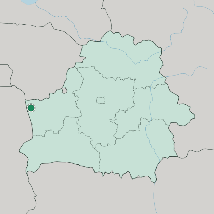 Map showing Hrodna — In Belarus