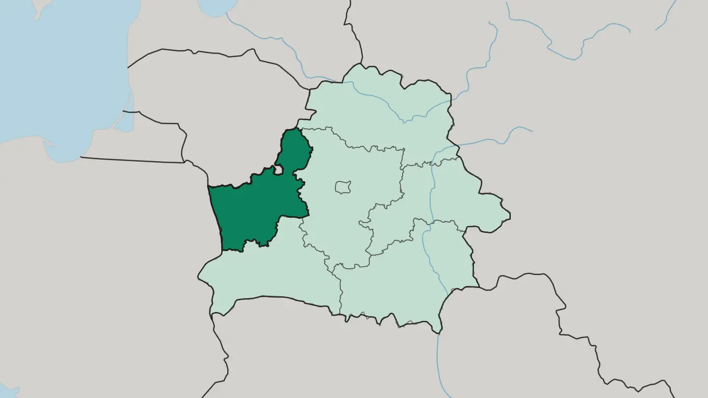 Map of Grodno Oblast in Belarus