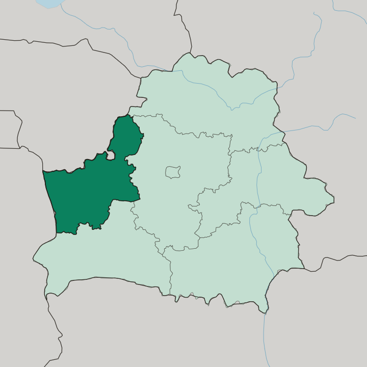 Map showing Grodno Oblast — In Belarus