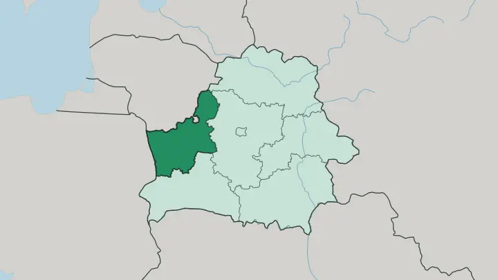 Map of Grodno Oblast in Belarus