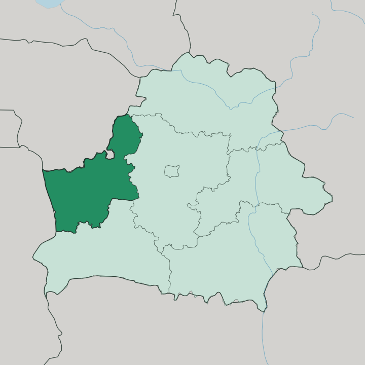 Map showing Grodno Oblast — In Belarus