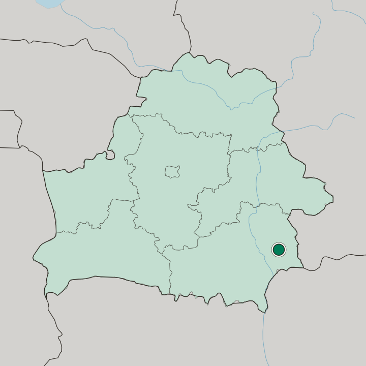 Map showing Homyel' — In Belarus