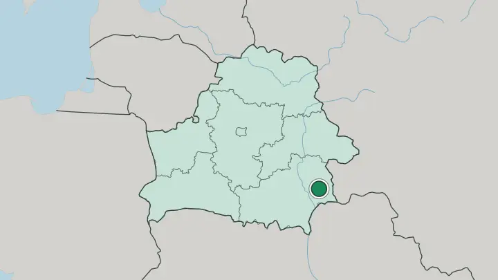 Map of Homyel' in Belarus