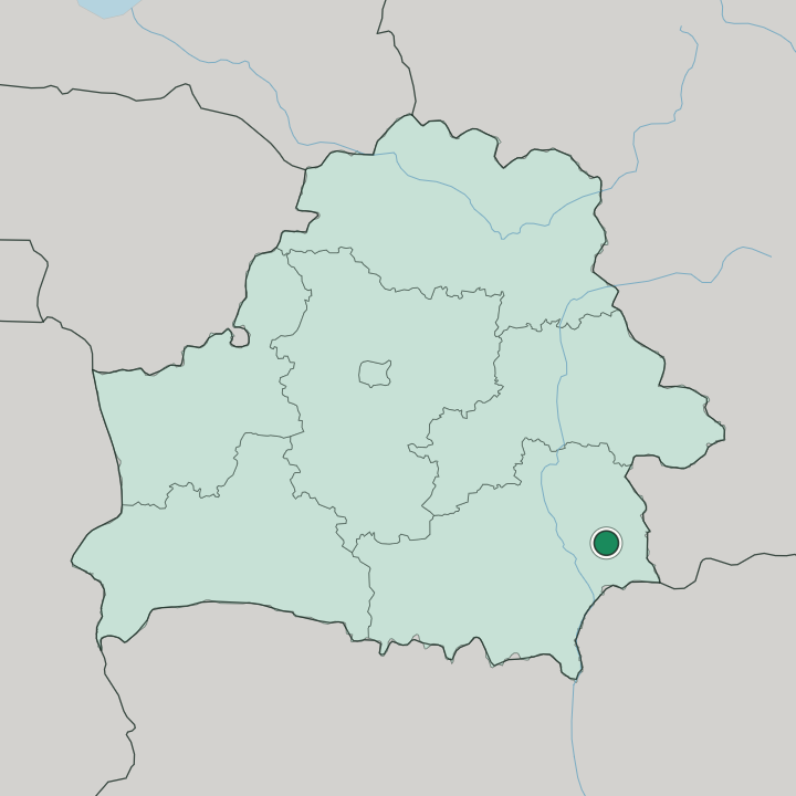 Map showing Homyel' — In Belarus