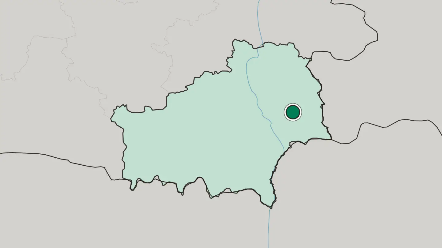 Map of Homyel' in Belarus