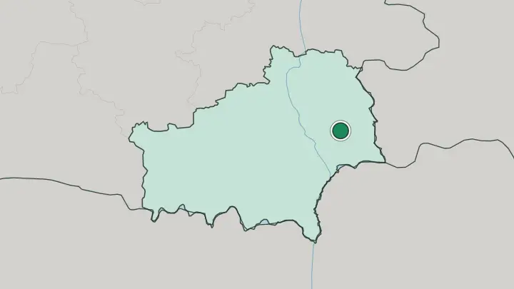 Map of Homyel' in Belarus