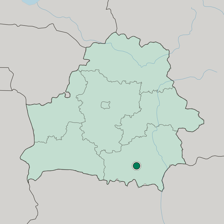 Map showing Mazyr — In Belarus