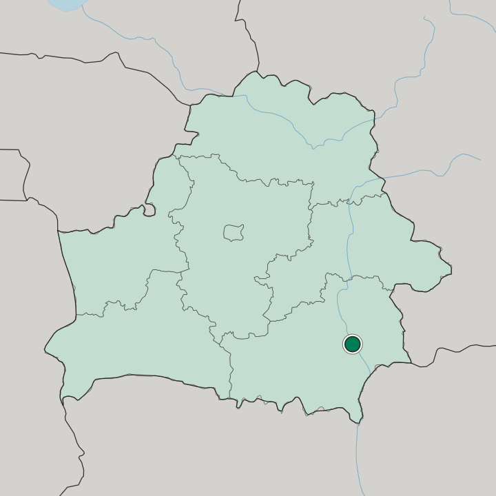 Map showing Rechytsa — In Belarus