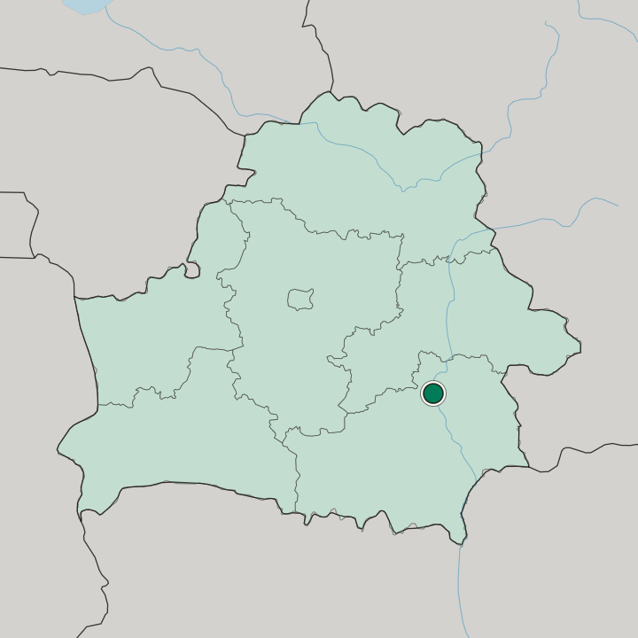 Map showing Zhlobin — In Belarus