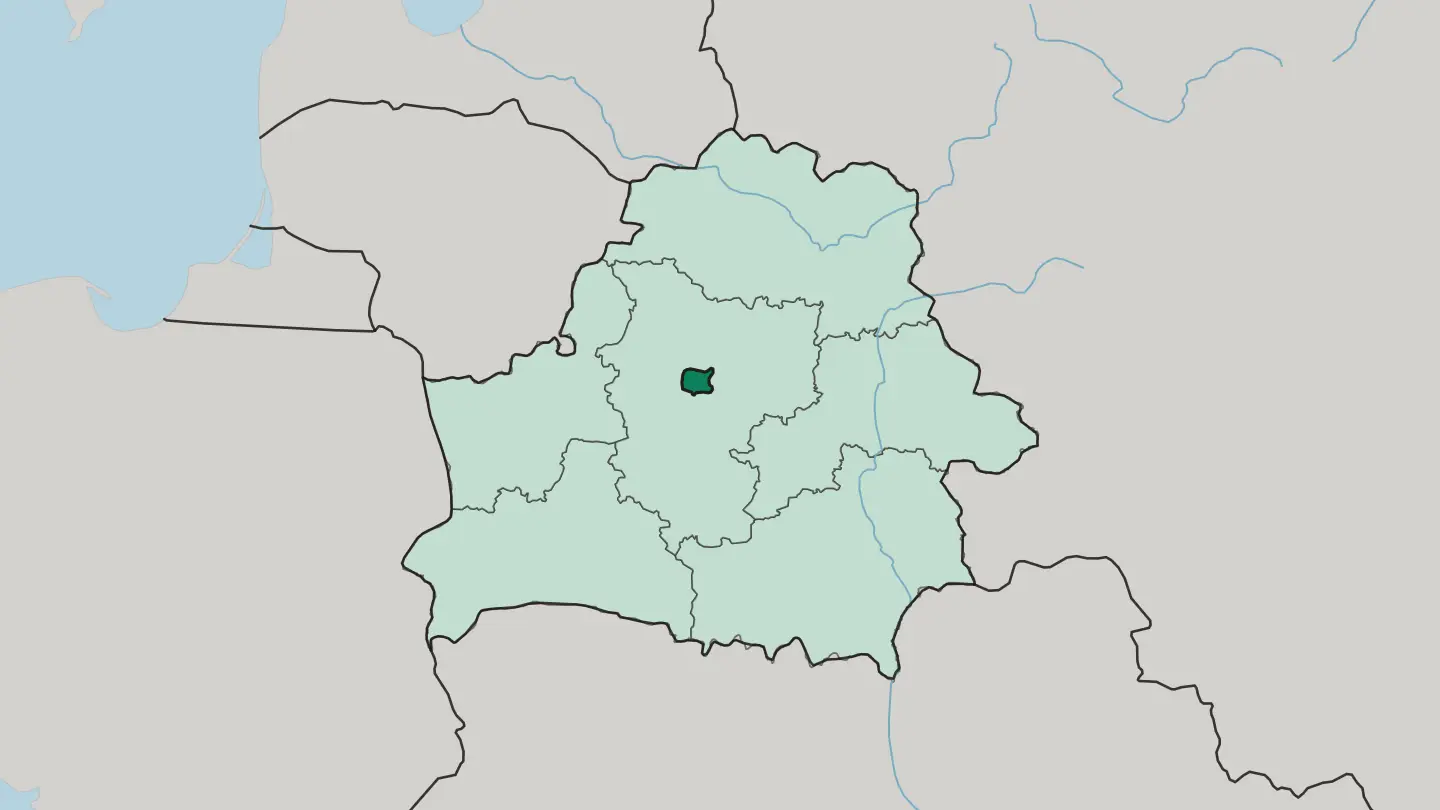 Map of Horad Minsk in Belarus
