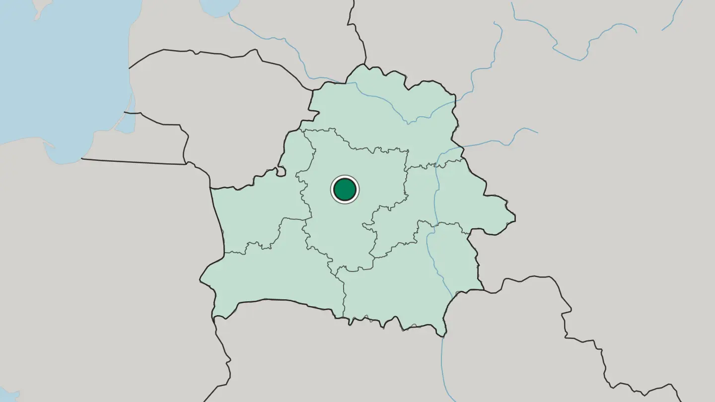 Map of Minsk in Belarus
