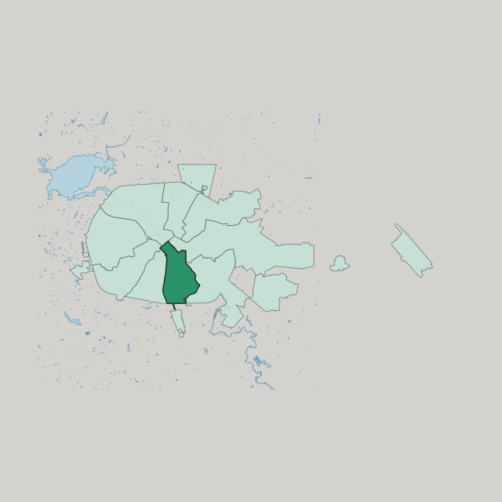 Map showing Lyeninski District — In Minsk