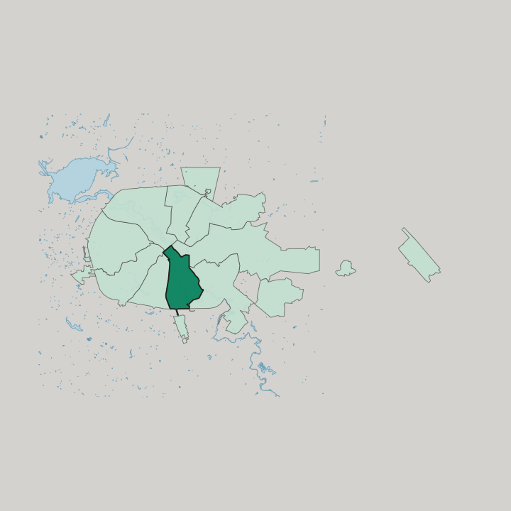 Map showing Lyeninski District — In Minsk