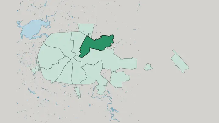 Map of Pyershamayski District in Minsk