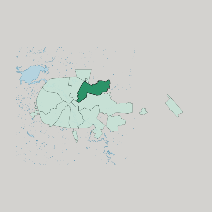 Map showing Pyershamayski District — In Minsk