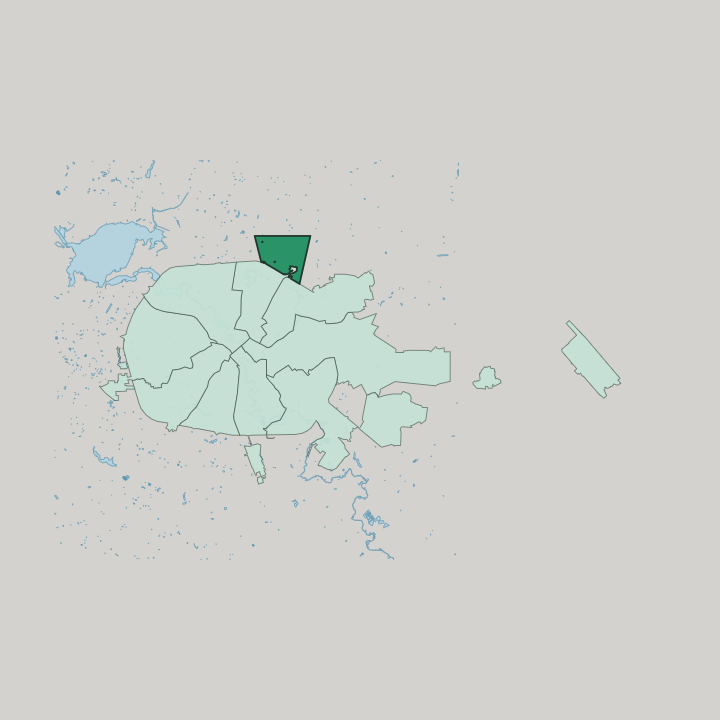 Map showing Zialiony Luh — In Minsk