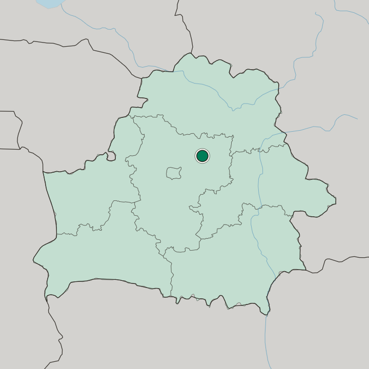 Map showing Barysaw — In Belarus