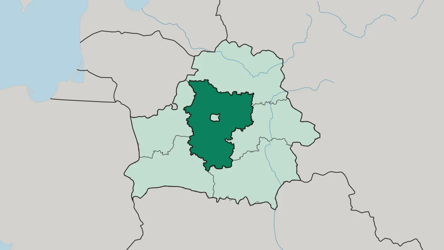 Map of Minsk Oblast in Belarus