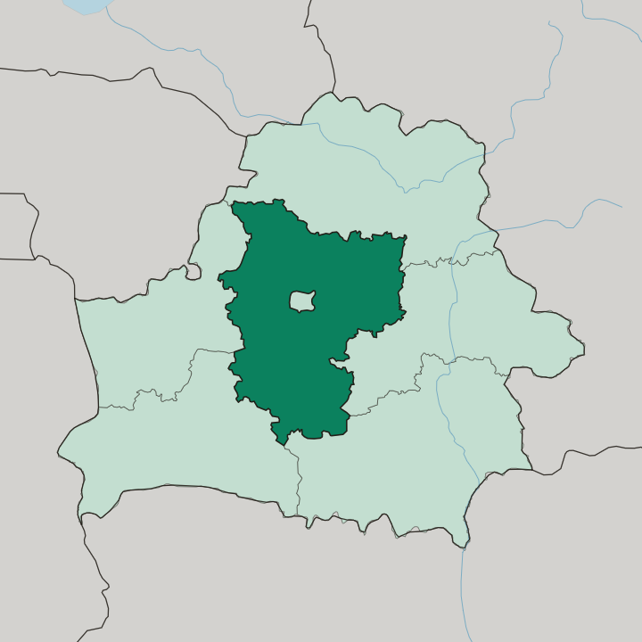 Map showing Minsk Oblast — In Belarus