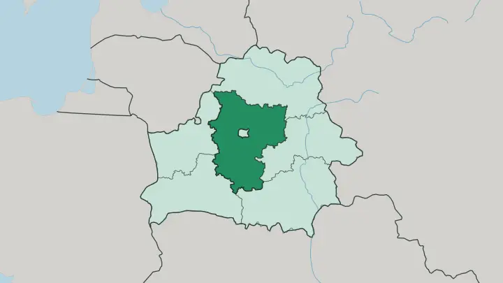 Map of Minsk Oblast in Belarus