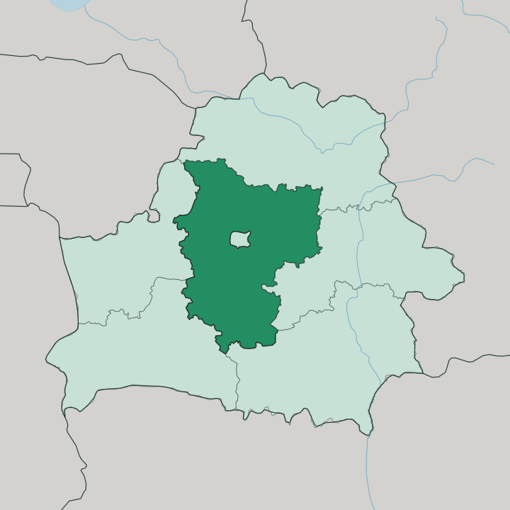 Map showing Minsk Oblast — In Belarus